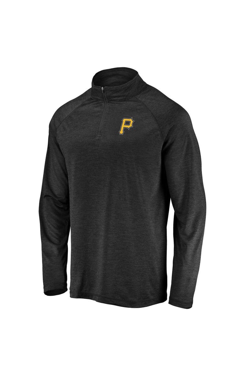 FANATICS Men's Fanatics Branded Black Pittsburgh Pirates Iconic Striated Primary Logo Raglan Quarter-Zip Pullover Jacket, Alternate, color,