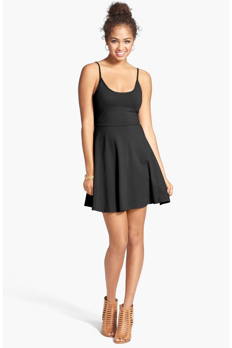 Flip Flop Skater Dress, Main, color, BLACK