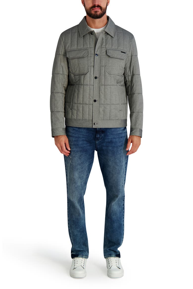 Quilted Herringbone Shirt Jacket, Alternate, color, GREY