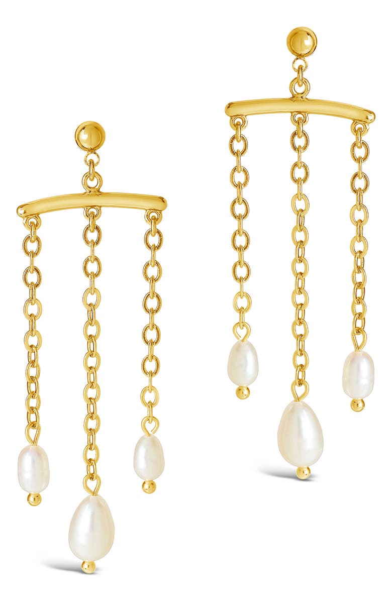 Sterling Forever Chains & Pearls Chandelier Earrings, Alternate, color,