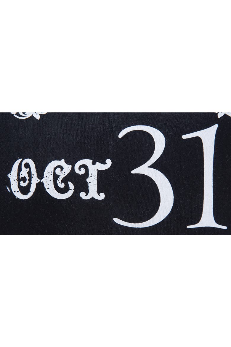 Gothic Script "Oct 31" Halloween Small Petite Accent Pillow 8" x 12", Alternate, color, Black