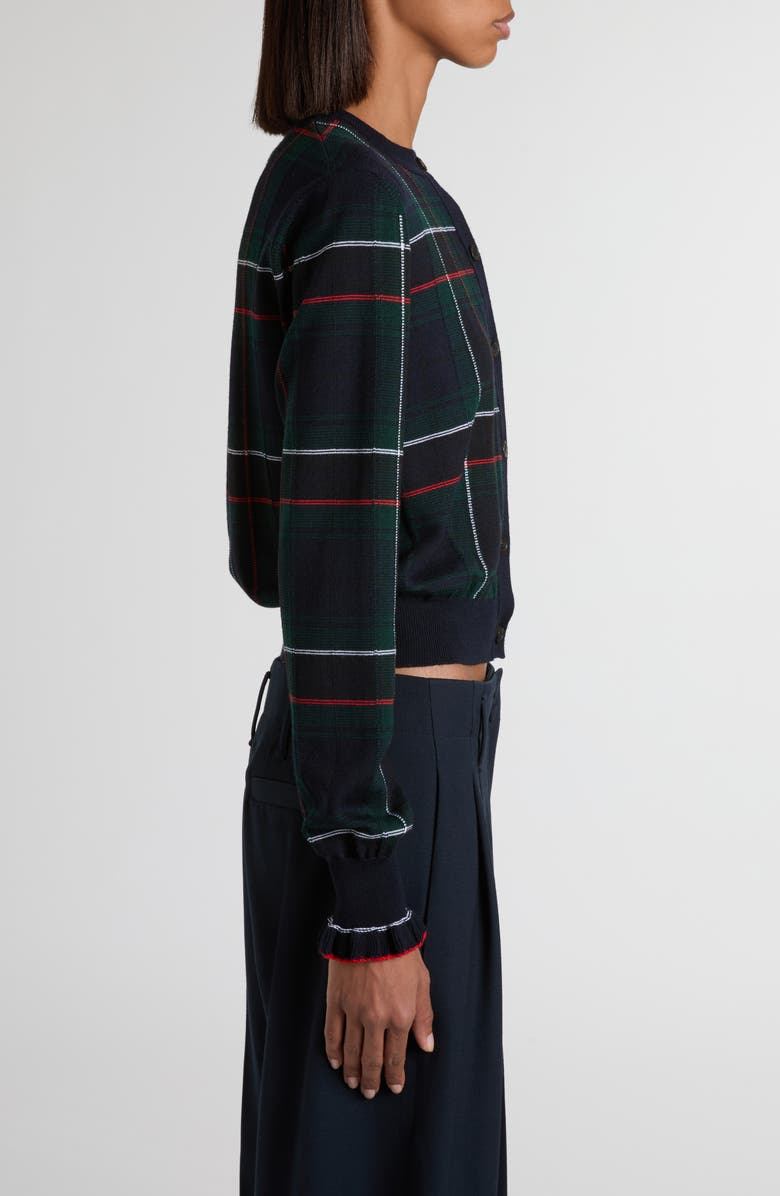 McQueen Check Wool Cardigan, Alternate, color, Navy/ Green/ Red