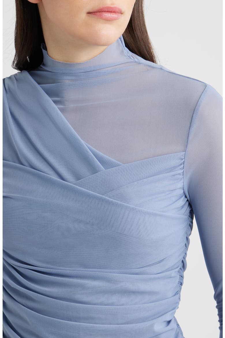 Etualh Ruched Mesh Turtleneck Top, Alternate, color, BT BU