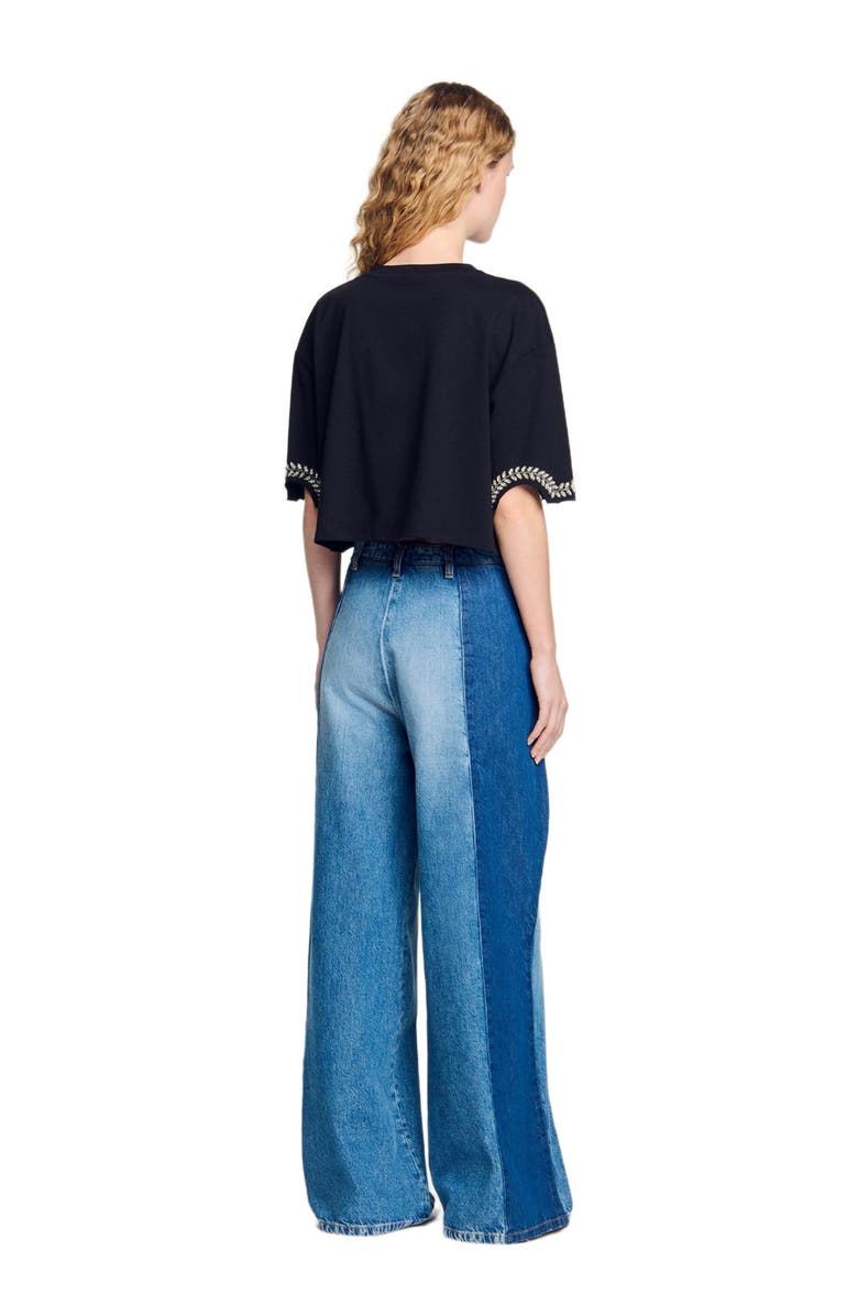 SANDRO Rhinestone cropped T-shirt, Alternate, color, 