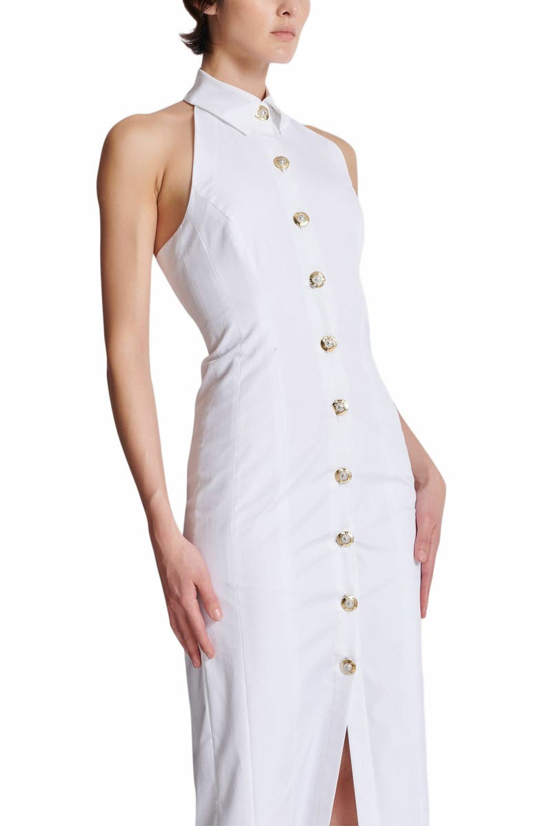 Balmain Bodycon Backless Poplin Dress, Alternate, color, White