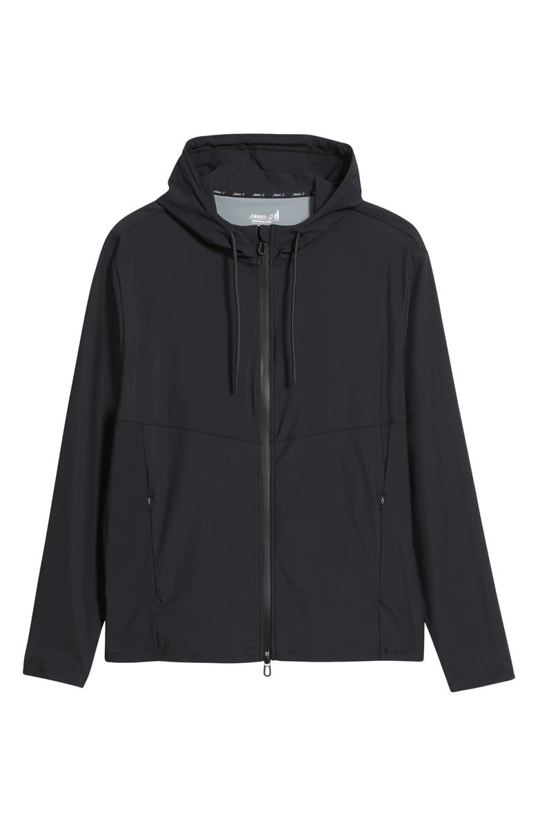 johnnie-O Marshal Stretch Nylon Hooded Jacket, Alternate, color, Black