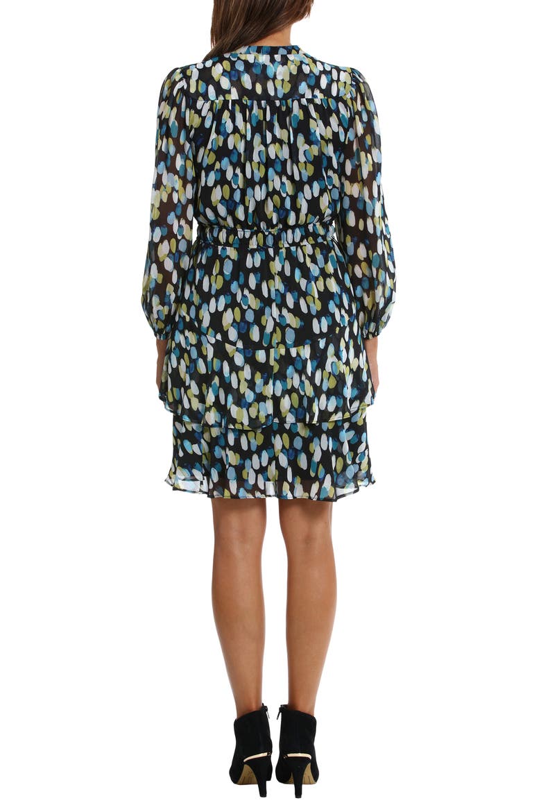 Yuryu Tiered Long Sleeve Dress, Alternate, color, BLACK/ BLUE