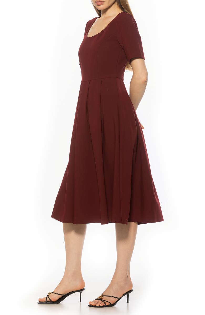 Alexia Admor Imani Pleated Short Sleeve Dress, Alternate, color, Burgundy