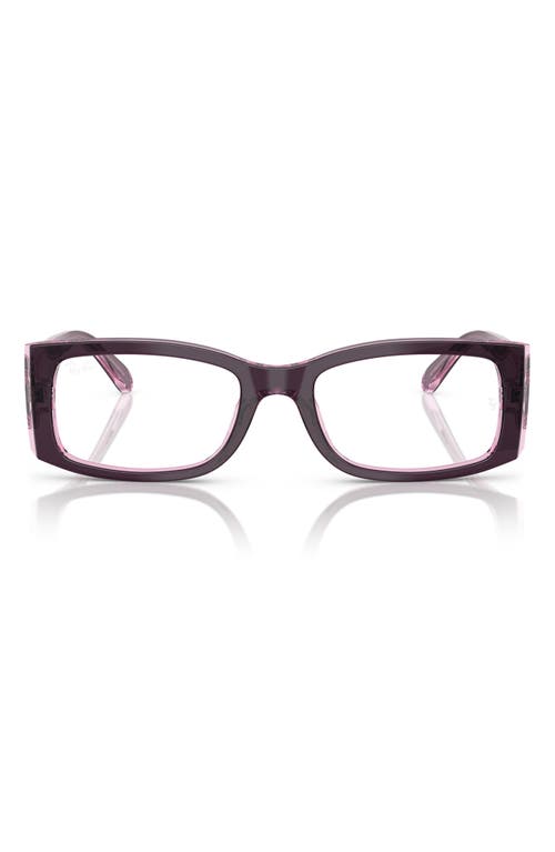 Ray Ban Miriam Optics Eyeglasses Violet On Transparent Pink Frame Clear Lenses Polarized 54-19 In Violet