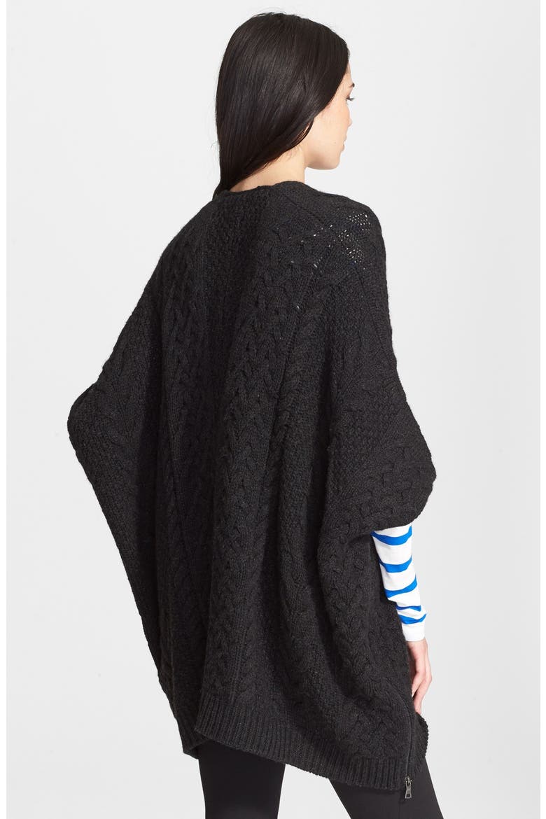 Cable Knit Poncho, Alternate, color, CHARCOAL