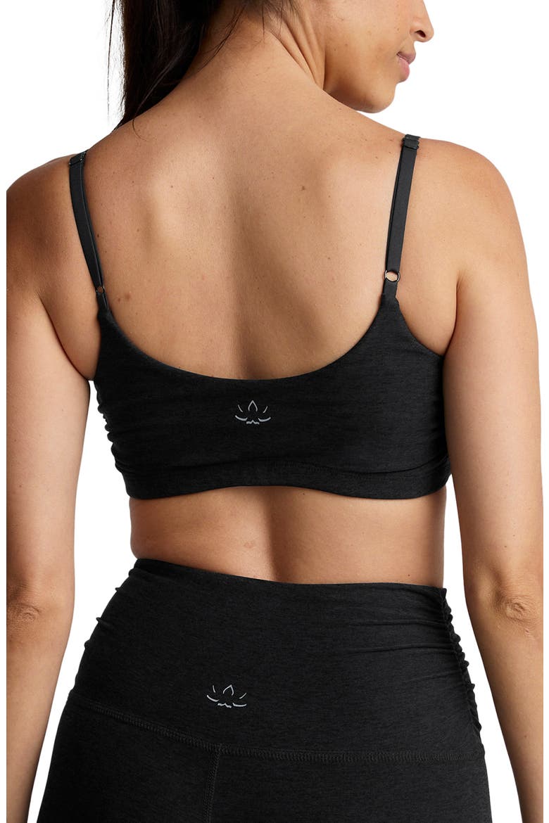 Space Dye Raise the Barre Shirred Sports Bra, Alternate, color, DARKEST NIGHT