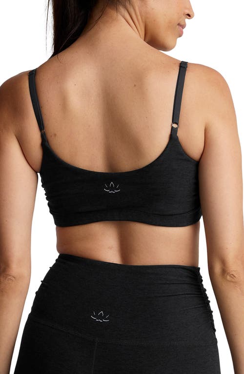 Beyond Yoga Space Dye Raise The Barre Shirred Sports Bra In Black