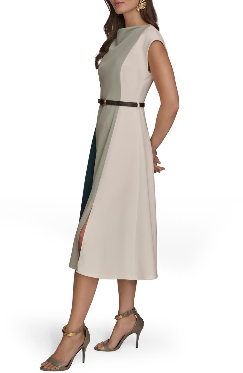 Donna Karan New York Colorblock Sleeveless Midi Dress, Alternate, color, Hudson/Weathered Sage/Cream
