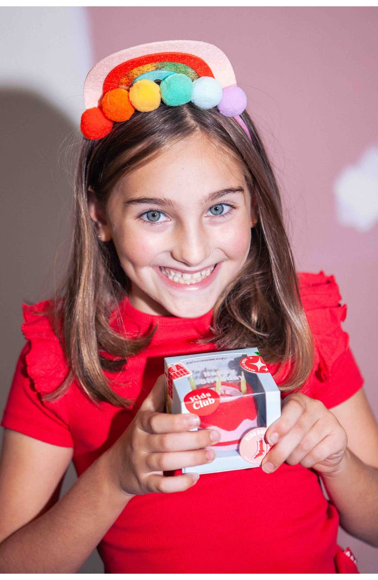 doiy Kids' Happy Birthday 3D Crew Socks, Alternate, color, Pink/ Red