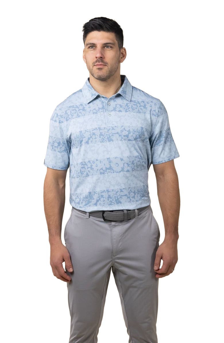 ASHWORTH GOLF Floral Rugby Polo, Alternate, color, Denim