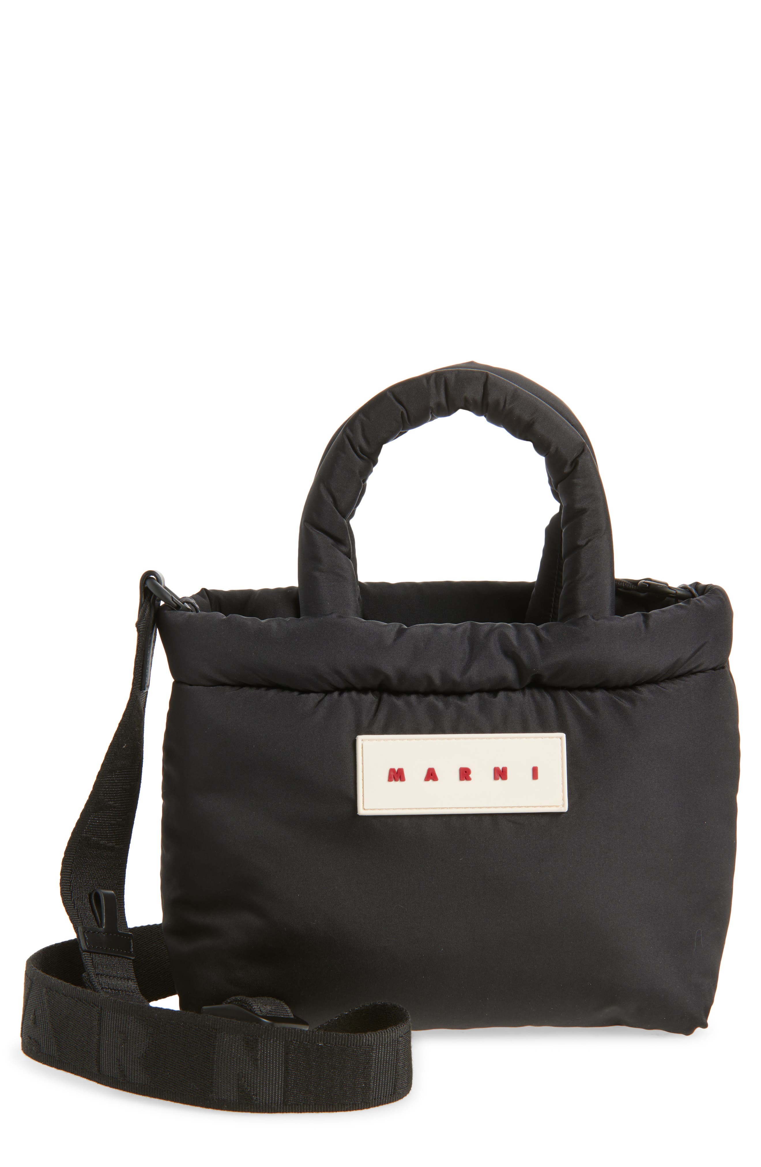 Marni East/West Puffer Tote, Main, color, 00N99 Black
