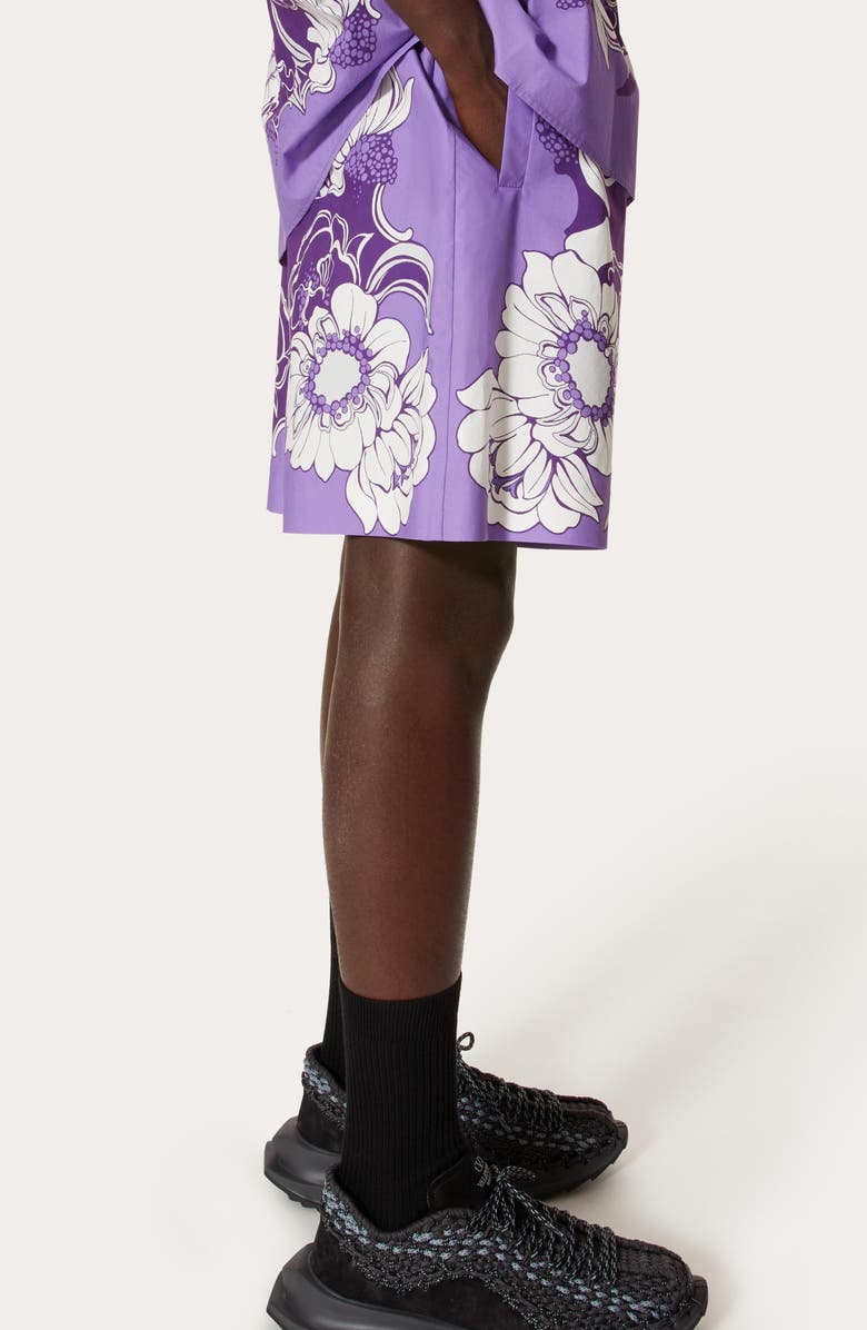 Valentino Garavani Tropical Floral Poplin Bermuda Shorts, Alternate, color,