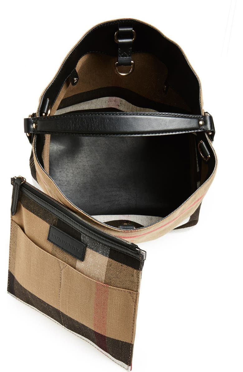 Burberry Medium Susanna Check Print Bucket Bag, Alternate, color,