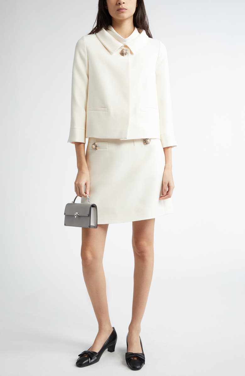 Valentino Garavani Crepe Couture Jacket, Alternate, color, Ivory