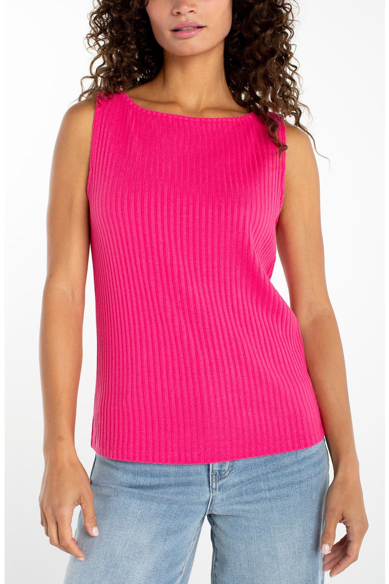 Rib Boat Neck Tank, Main, color, DIVA PINK