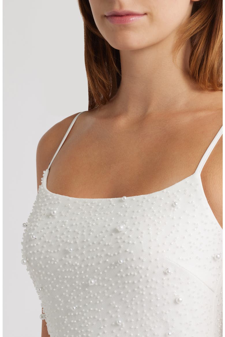 Faux Pearl Embellished Club Minidress, Alternate, color, WHITE