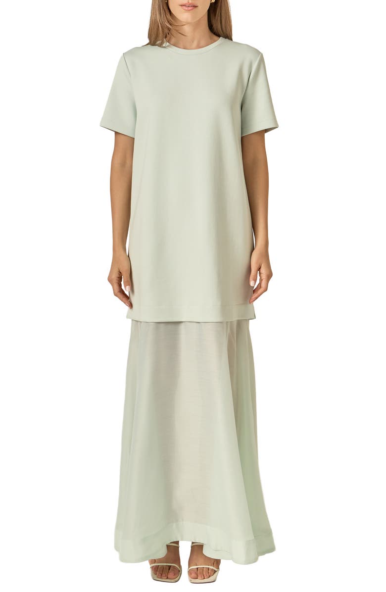 English Factory See Through Mixed Media Maxi Dress, Main, color, Mint
