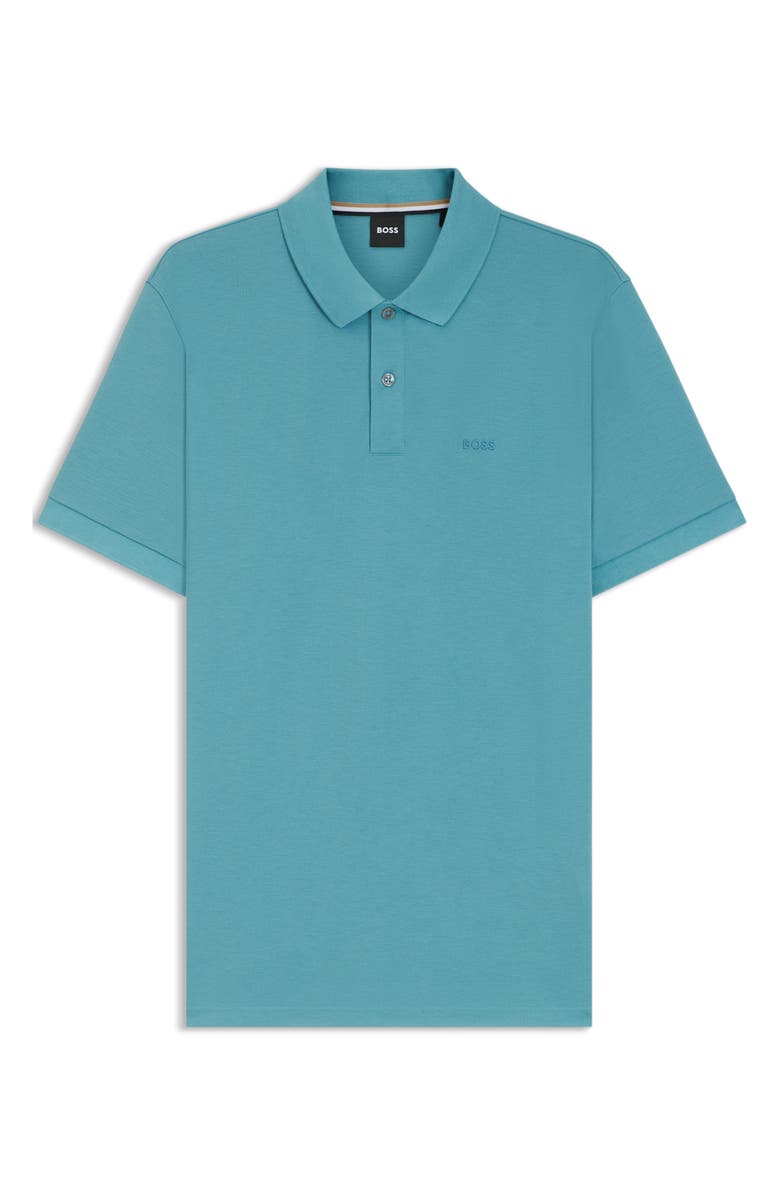BOSS Pallas Cotton Polo, Alternate, color, Light/ Pastel Blue