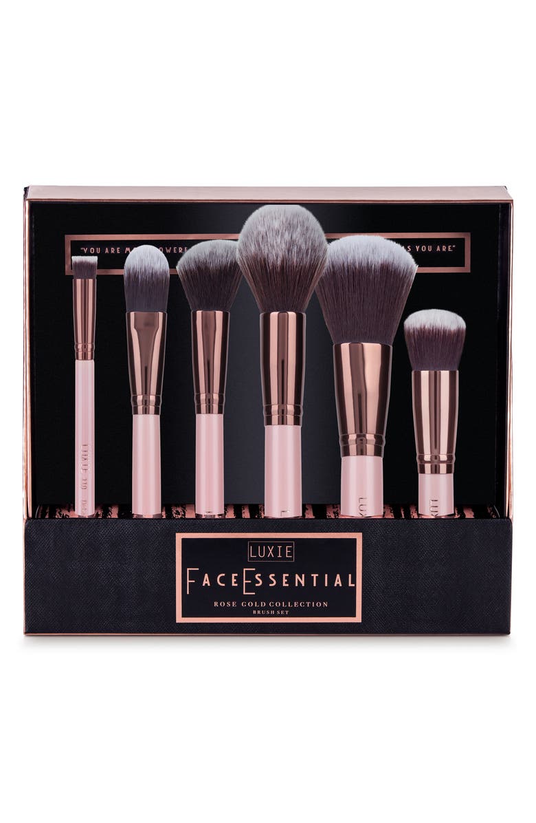 Luxie Rose Gold Face Essential Brush Set, Main, color,