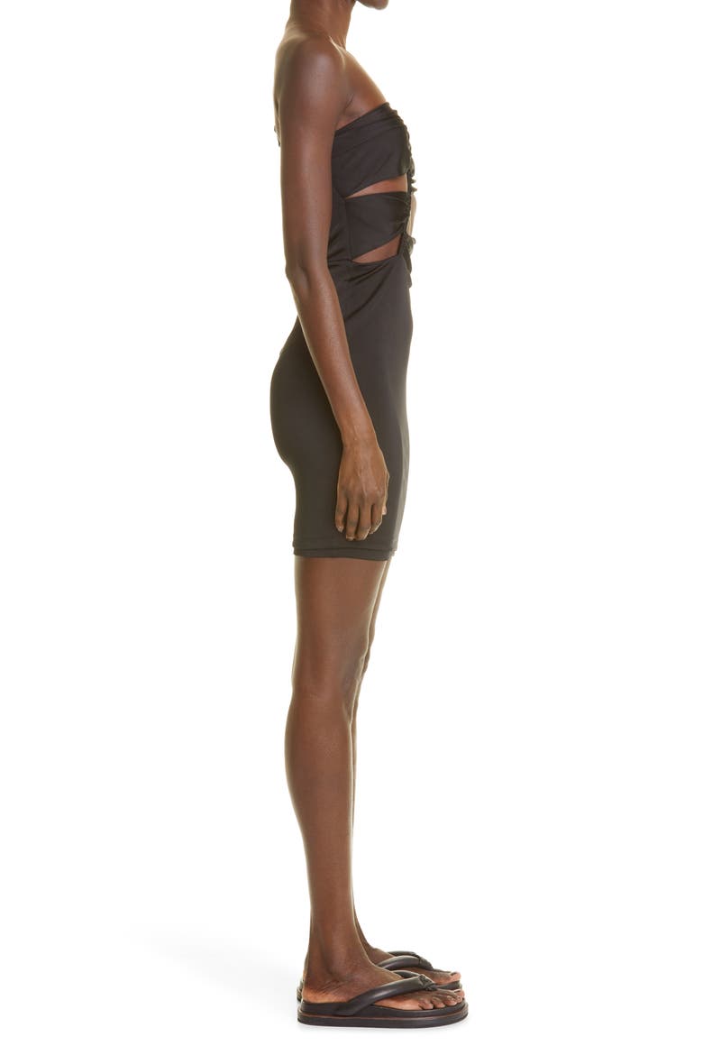 Mila Cutout One-Shoulder Minidress, Alternate, color, BLACK
