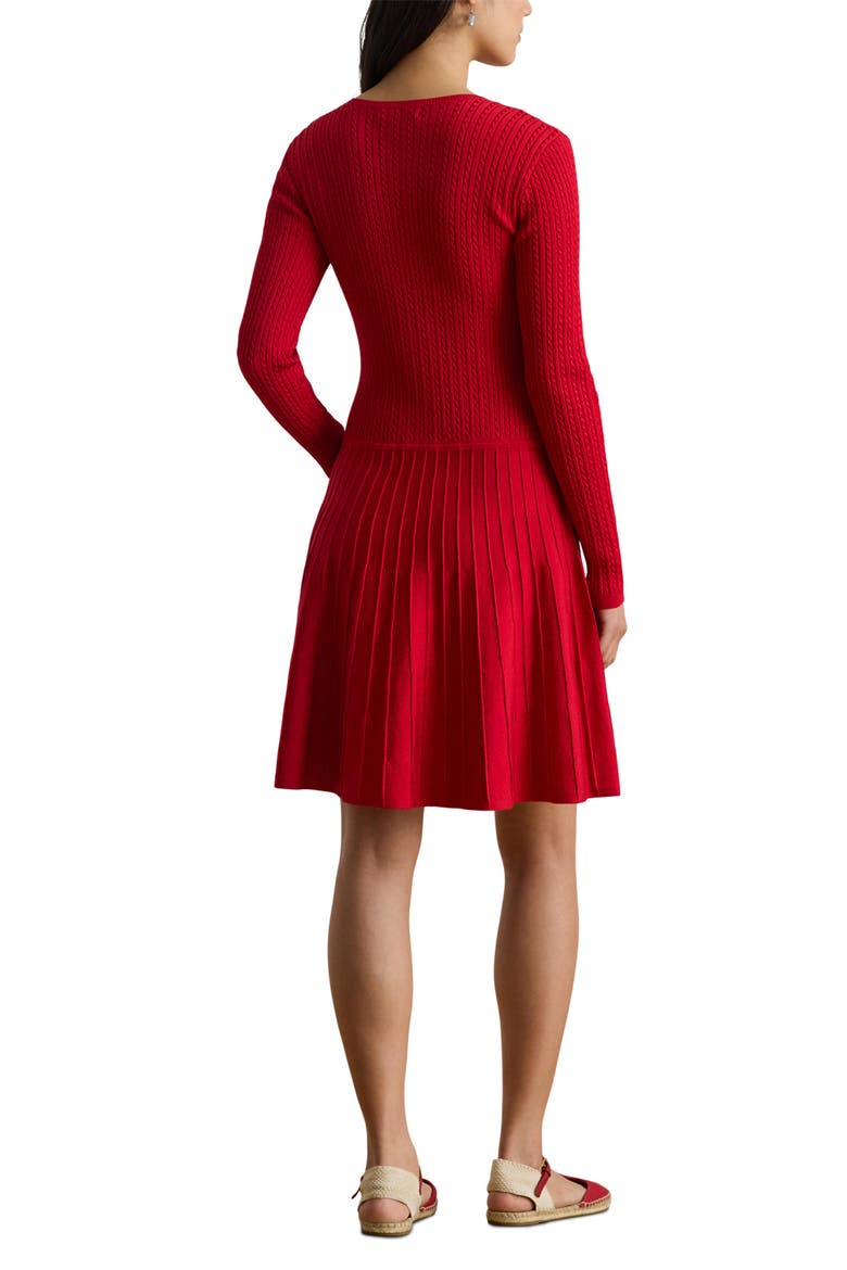 Cable Long Sleeve Sweater Dress, Alternate, color, CRUISE RED