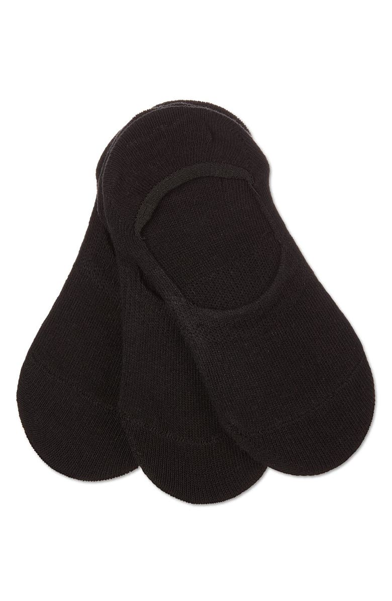 MeMoi 3 Pair Pack Hi-Cut Liner Socks, Main, color, Black-Black-Black