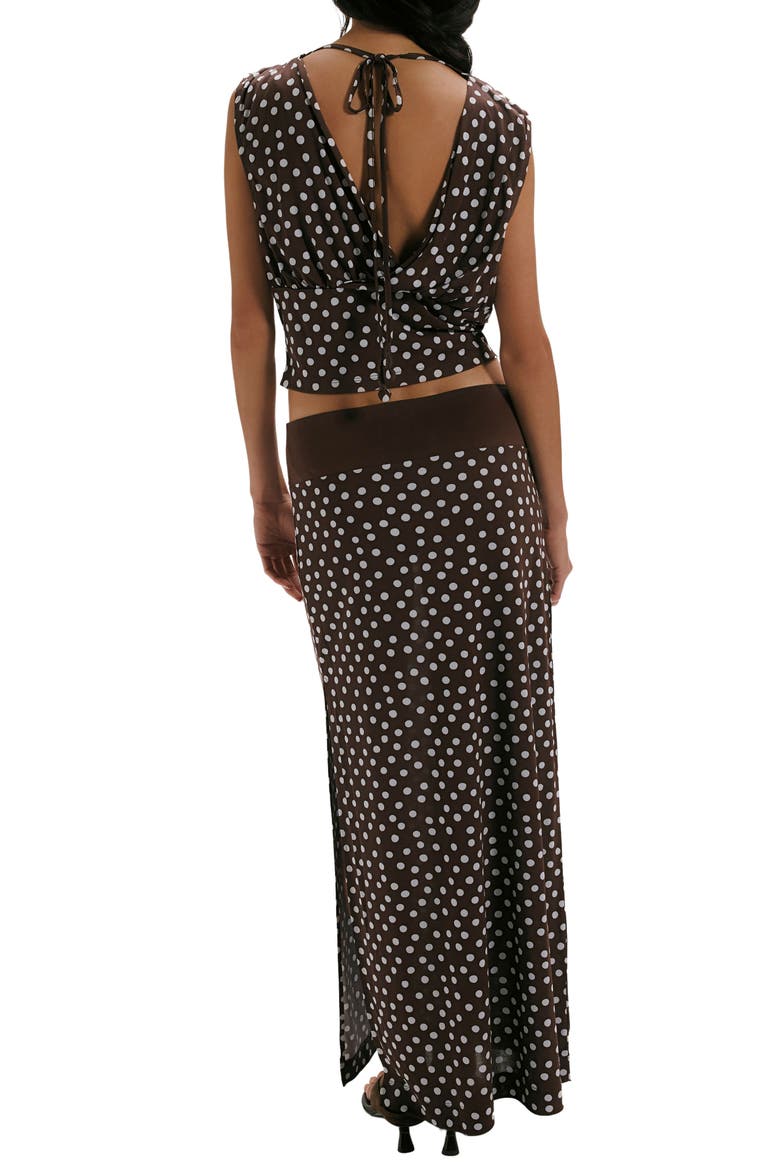 Heat Wave Polka Dot Top & Skirt Set, Alternate, color, CHOCOLATE COMBO