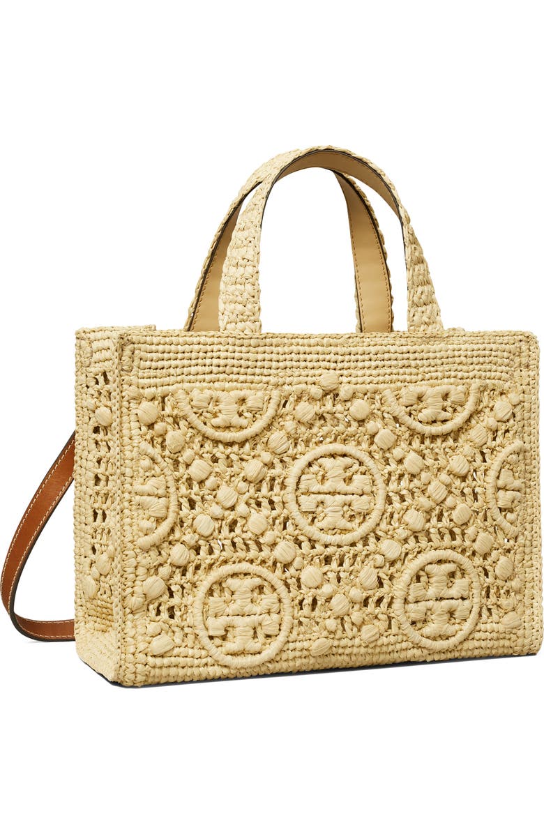 Tory Burch T Monogram Raffia Square Tote, Alternate, color, Natural