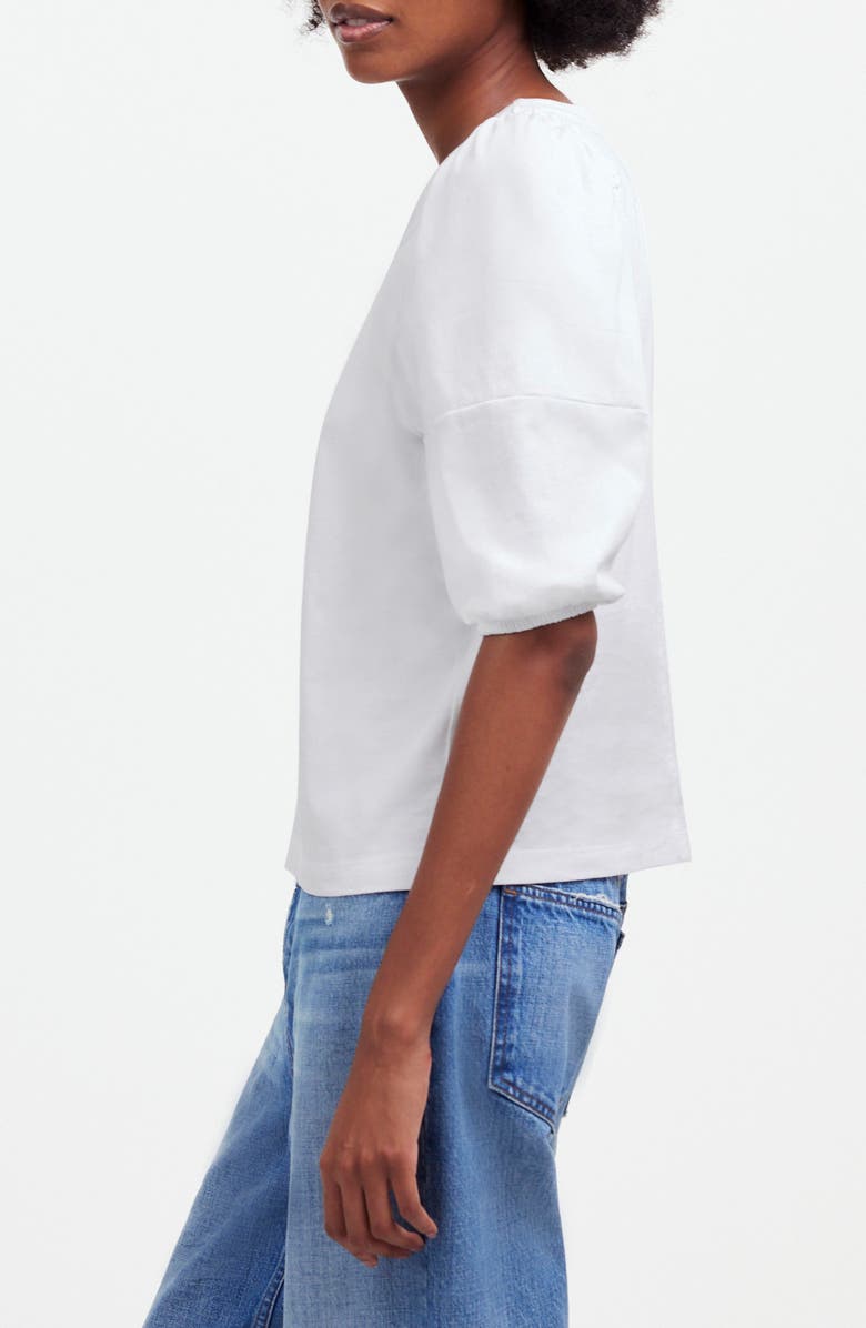 Madewell Puff Sleeve Cotton T-Shirt, Alternate, color, White