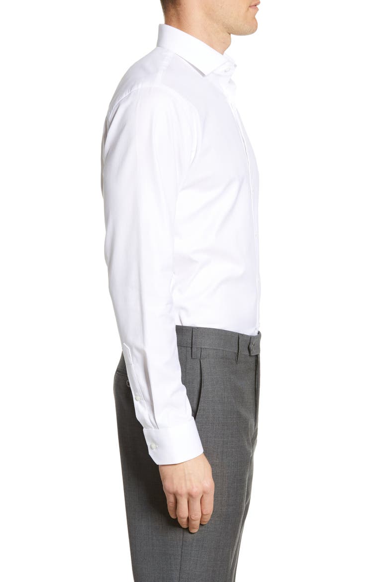Trim Fit Herringbone Dress Shirt, Alternate, color, WHITE