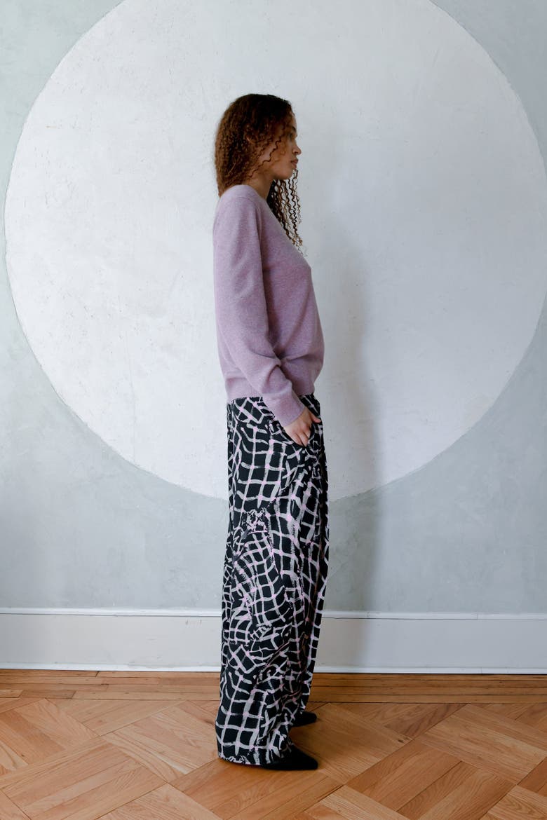 Pluos Relaxed Fit Silky Trouser, Alternate, color, Folds