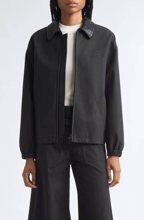 Vinyl Collar Cotton Canvas Bomber Jacket