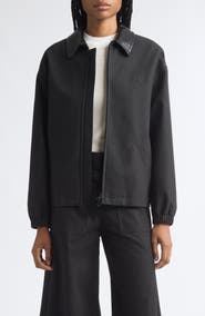 Courrèges Vinyl Collar Cotton Canvas Bomber Jacket