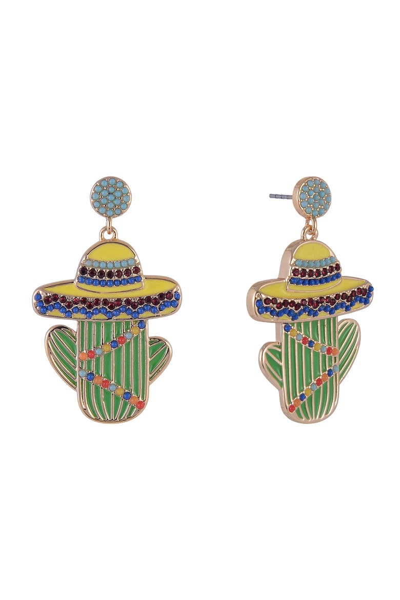 Sombrero Cactus Stone Earrings, Main, color, Green