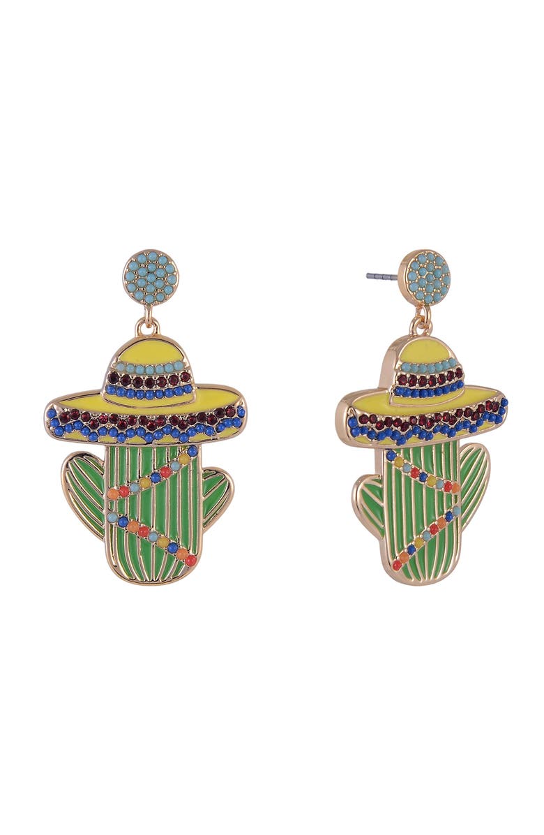 Hallmark Sombrero Cactus Stone Earrings, Main, color, Green