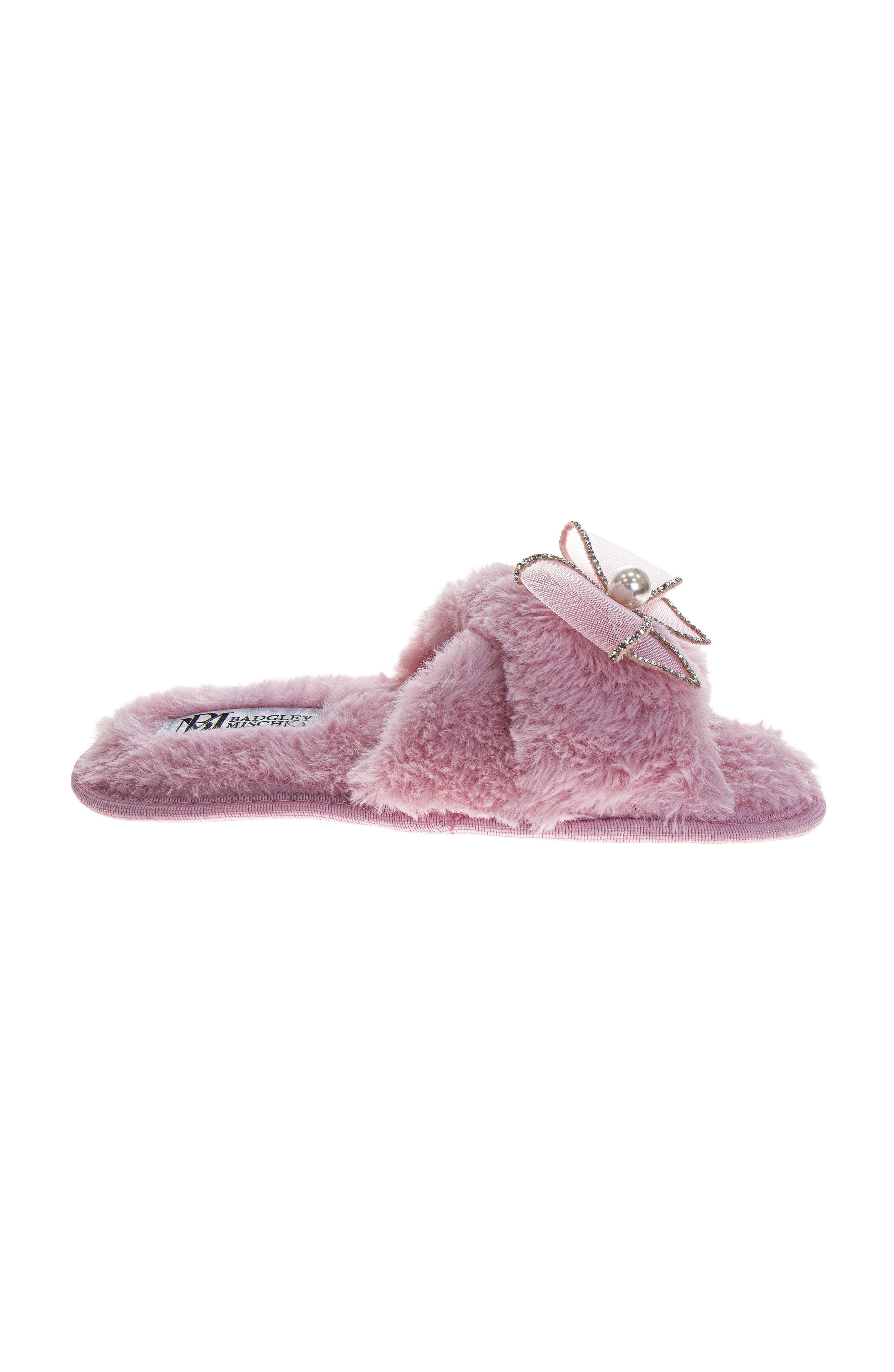 Womens Bow Comfort Slippers, Alternate, color, PINK