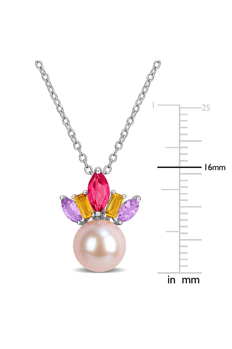 Semiprecious Stone & Pink Cultured Pearl Pendant Necklace, Alternate, color, MULTI