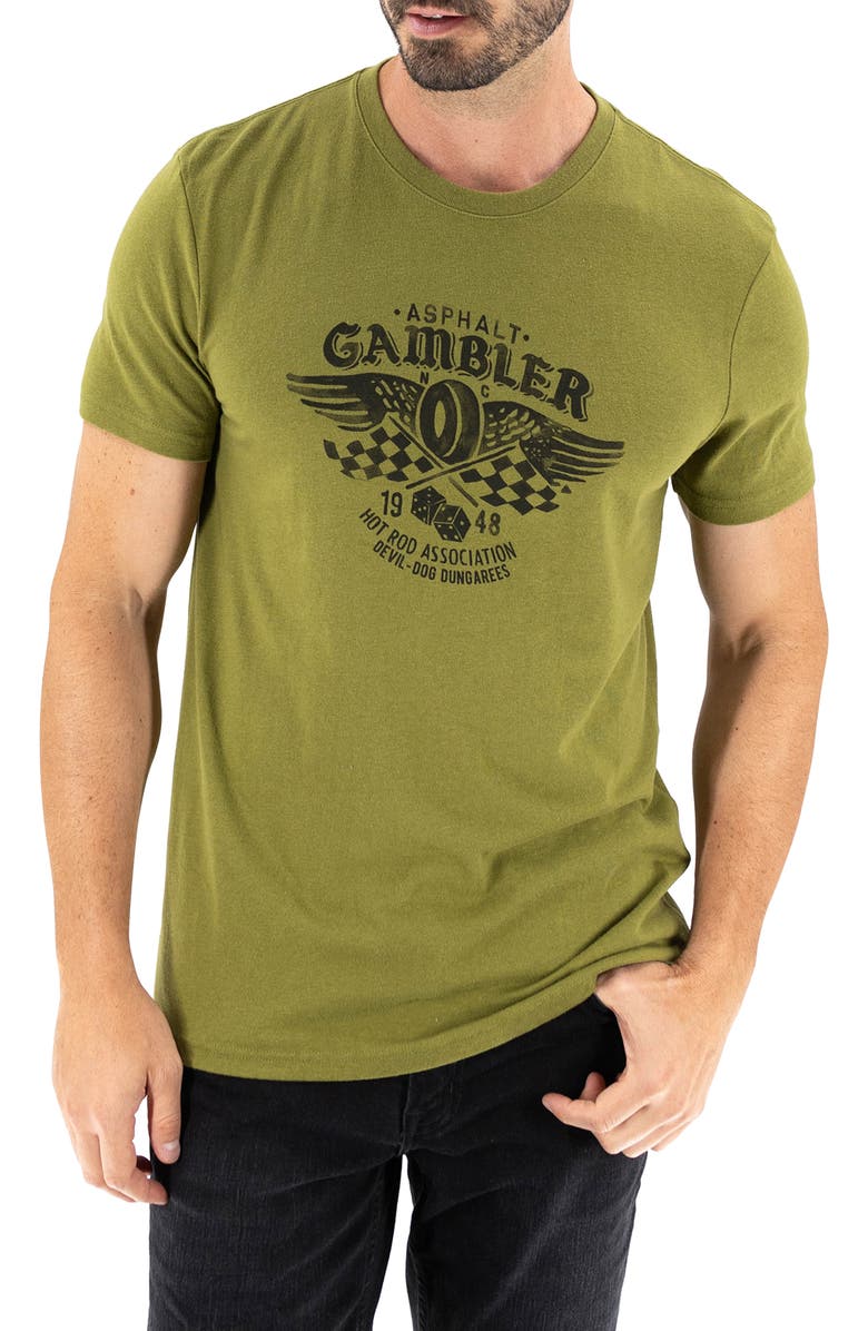 Devil-Dog Dungarees Gambler Graphic T-Shirt, Main, color, Green
