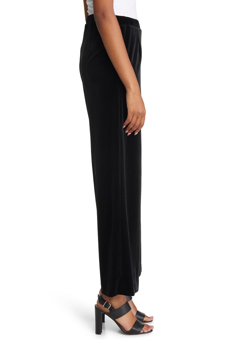 Pull-On Wide Leg Velvet Pants, Alternate, color, BLACK