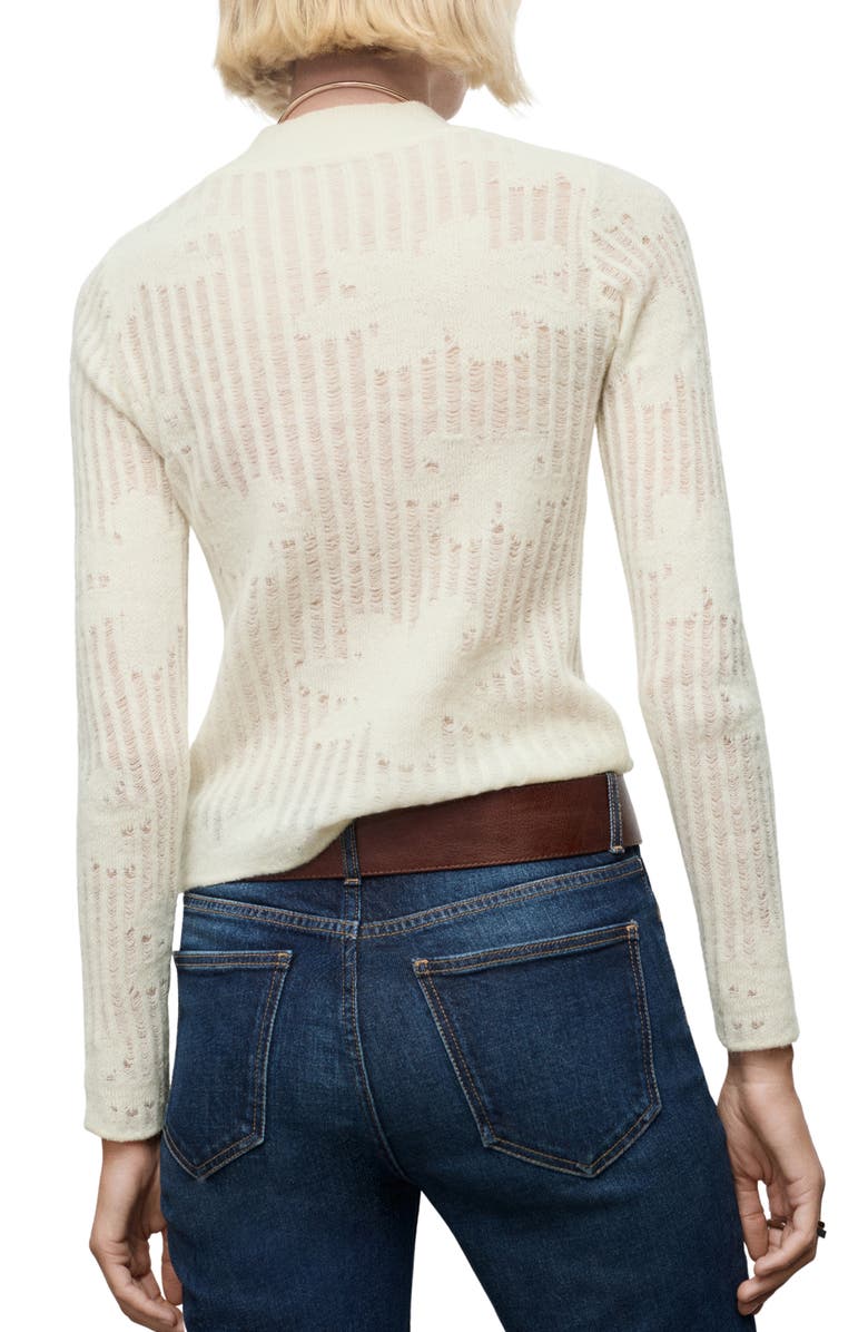 MANGO Floral Jacquard Sweater, Alternate, color, Ecru