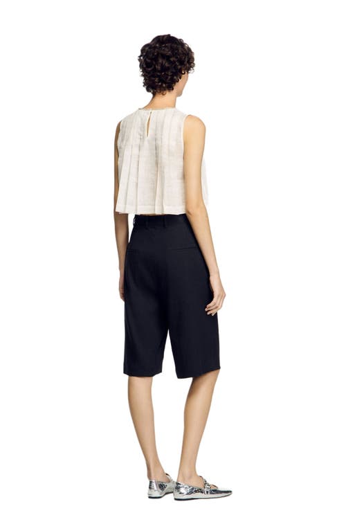 Sandro Linen Blend Bermuda Shorts In Black