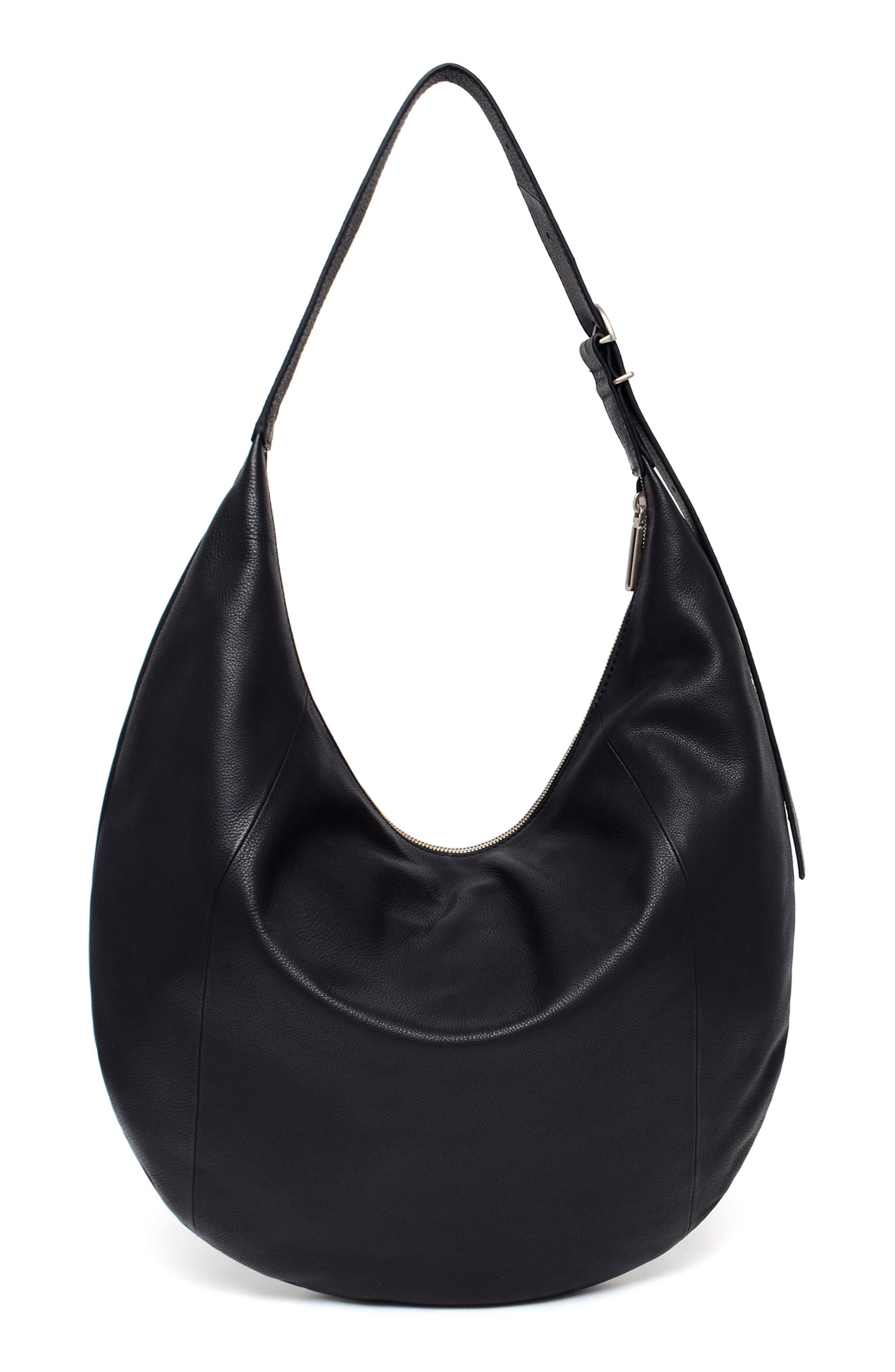 Thacker Oversize Wyatt Leather Hobo Bag, Alternate, color, Black