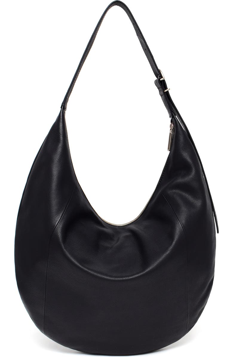 Thacker Oversize Wyatt Leather Hobo Bag, Alternate, color, Black