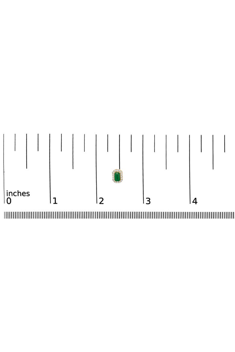 14K Yellow Gold Green Emerald and 1/8 Ct Diamond Halo Octagonal Stud Earrings, Alternate, color, Yellow