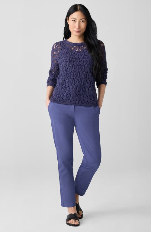 Eileen Fisher Crewneck Organic Cotton Sweater In Bluette